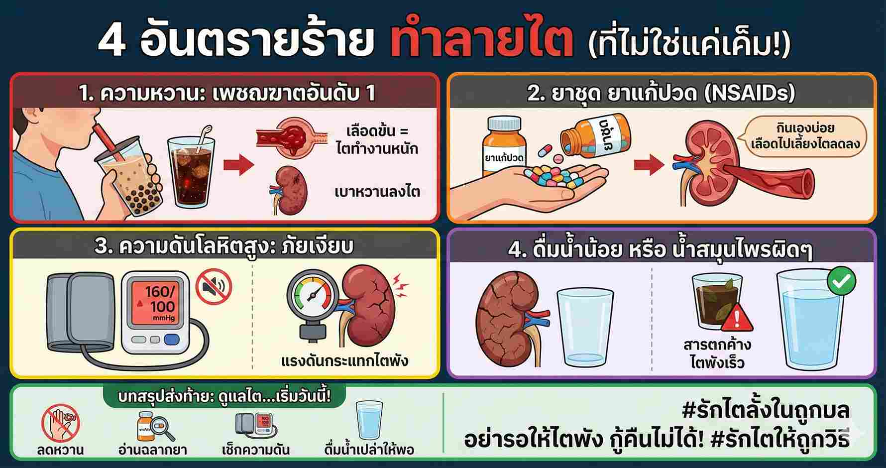 โรคไตไม่ใช่เเค่กินเค็ม ไม่กินเค็มแต่กินแบบนี้ก็เสี่ยง